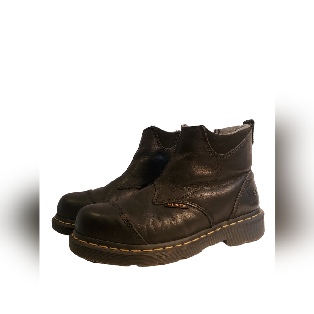 Dr Martens Air Wair Black Leather Steel Toe Boots Unisex Womens 8 Mens 7